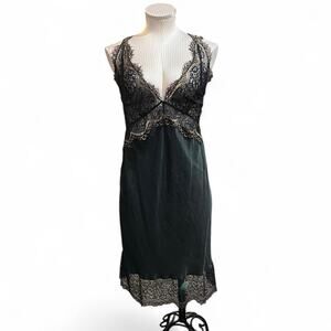 Vintage silk intimissimi black gold lingerie midi dress size L